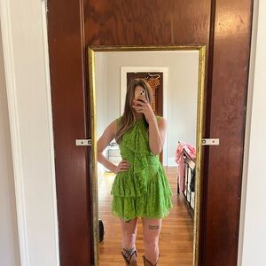 Vibrant Green Ruffled Dress